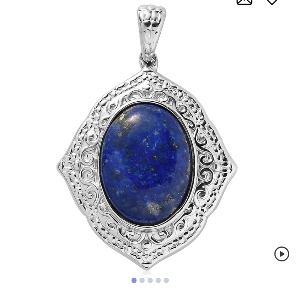 🆕️ Lapis Lazuli Solitaire Pendant in Platinum Over Copper with Magnet 9.10 ctw